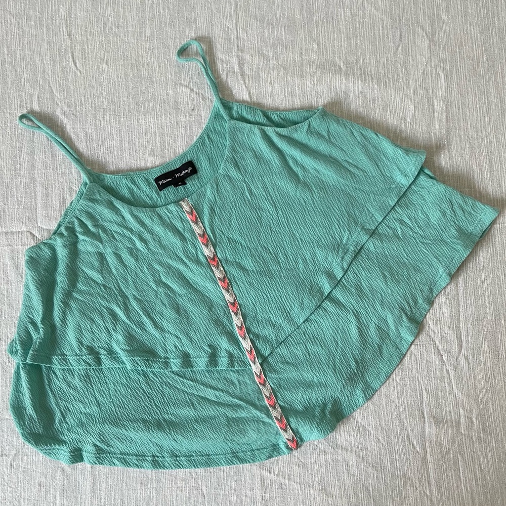 Mason + Mackenzie teal aztec sleeveless top size S